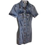 Pilcro  Anthropologie Short-Sleeve Denim Button-Front Mini Dress 4 Photo 2