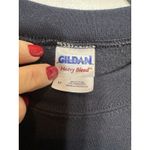 Gildan Vintage Snowman Sweatshirt Navy Crewneck Women’s Medium Xmas Tree Winter Photo 3