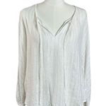 Rails  Finn Linen Blouse in Rose Gold Stripe Size Small Metallic White Billowy Photo 3