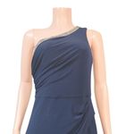 Adrianna Papell Beaded One Shoulder Blouson Wide Leg Black Jersey Jumpsuit Sz 8 Photo 2