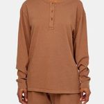 Lacausa Lolo Henley Medium Weight Organic Cotton Jersey Unisex Brown M Photo 0