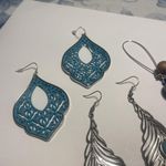 Women’s Lot Of 3 Silver Tone / Blue Dangle Costume Earrings Pierced Beaded Mix Photo 3