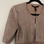 BCBGMAXAZRIA NWT BCBG Sequin Embellished Jacket with Ruffle Hem Size S Photo 4