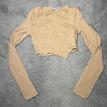 Princess Polly Oh Polly Asymmetrical Long Sleeve Crop Top Size 2 Photo 0