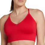 Dsg Red Ribbed Lightly Padded Strappy Back Sports Bra Photo 0