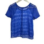 American Eagle  Outfitters Sz S Blue Sheer Top Short Sleeve Shirt Open Back Photo 5