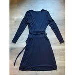 Boden USA Boden Jersey Long Sleeves Waist Tie Belted Midi Navy Blue Dress Size 8 Stretch Photo 6
