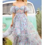 Sherri Hill  Light Blue Tulle Floral Printed Prom/Pageant Dress Photo 1