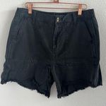 Aerie Linen Blend High Waist Longline Short Fray Hem Faded Black (Factory) M Photo 0
