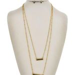 Matte Gold & Grey Rhinestone Layer Necklace & Earring Set Photo 0
