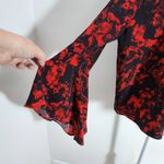 Carmen Marc Valvo  Red and Black Print Blouse with Bell Sleeves NWT Size XL Photo 3