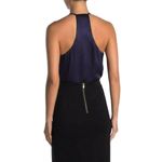 Socialite Women's Blue Black Lace Trim Sleeveless Bodysuit Racerback Small Photo 11