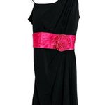 City Studios City Studio One Shoulder Black Dress Y2K Pink Satin Sash Size Small Photo 0