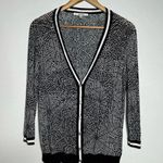 Max Mara Black/White Deep V-Neck Silky Cardigan Size Medium Photo 0