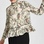 ZARA Floral chinoiserie Feminine Dainty Ruffle Blouse Size S Photo 0
