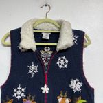 White Stag  Navy Reindeer Vintage Sweater Vest Sz M Photo 3