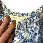 Rebecca Taylor  Aimee Floral Silk Mini Shirt Dress Blue White Size 0 Photo 4