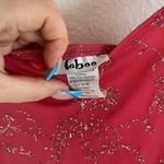 Taboo Vintage 90s Y2K Red Pink Floral Glitter Ruched Asymmetrical Mini Dress Photo 8