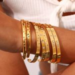Boutique NEW Solid 18k Gold Filled Rainbow Star Cuff Adjustable Stacking‎ Bracelet Photo 6