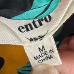 Entro  Floral babydoll Blouse M Black Orange Yellow Green colorful flowy silky Photo 9