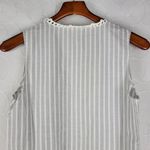 Indigo Thread Co Vest XS Blue White Striped Duster Crochet Fringe Open Front Photo 6