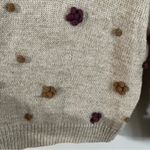 AndTheWhy Pom Pom Knit Sweater M/L Wool Blend Boho Cottagecore Neutral Tan Size L Photo 6