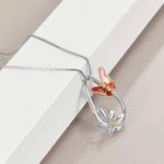 Butterfly Necklace Sterling Silver Teardrop Daisy Flower Butterfly Pendant Red Photo 6