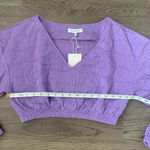 Emory park  Long Sleeve Quilted‎ Crop Top - Size M - Purple - NWT Photo 5