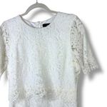 Lulus NWOT Devotion Off-White Eyelash Lace Sheer Cap Sleeve Midi Dress Medium Photo 6