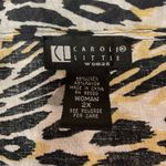 Carole Little Linen Blend Animal Print Tunic Plus Size 2X Sequin‎ Side Slit Boho Tan Photo 7