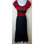 Women’s Gothic Victorian Textured Floral Maxi Mermaid Skirt Black Size M Photo 5