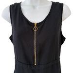Harvé Benard Harve Benard Black Sleeveless Crepe Peplum Tank Top Gold Center Zipper Size M Photo 2