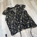 Vintage Silk Blouse vision apparel floral beaded womens Black (large) Photo 6