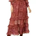 MISA Los Angeles NWT Misa Emanuela Septima Tapestry Burgundy purple Ruffle Maxi Skirt Size XS Photo 1