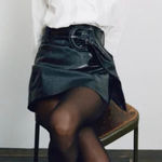 ZARA  High Waisted Faux Leather Shorts Skort Front Slit, size medium Photo 0