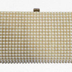 Vintage 60s JR USA Pearl Beaded Evening Clutch Gold Frame Bridal Cocktail Bag White Photo 0