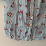 Boden Blue White Stripe Red Floral Button Down Knee Length Shirt Dress Cotton 6 Photo 4