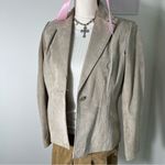 American Vintage Vintage 90s Cream Beige Genuine Leather Suede Button Blazer Coat Womens Medium‎ Photo 1