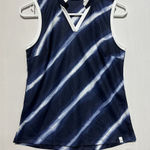 Lady Hagen Golf Top Women's XS Navy Blue Shibori Striped Split Neck Sleeveless Photo 0