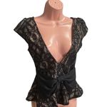 Windsor  Black &‎ Gold Sleeveless Bow Top Size Medium Photo 1