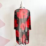Vintage Black Floral Mesh Duster Cardigan Sheer Kimono Goth Romantic Witchy 3X Photo 1
