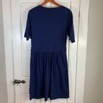 Lands' End Minimalist Everyday Navy Blue Jersey Knit Fit & Flare Dress M/T 10-12 Photo 3