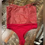 Lulus Brave Babe Burgundy Vegan Leather Sleeveless Bustier Bodysuit NWT Photo 6