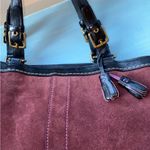 Coach Burgundy Suede Hampton Shoulder Bag Photo 10