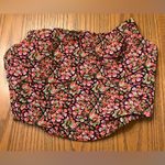ZARA Floral Print Rayon Strapless Corset Crop Top Red Pink Green Black Size XS Photo 6