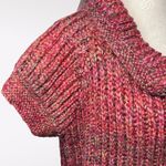 Cropped Chunky Knit Cardigan NWT Rowan Purelife Marled Red Short Sleeve S M Photo 7
