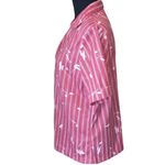 Vintage 70s collared short sleeve Zig Zag Stripe Red and white shirt Size XL Photo 1