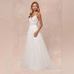 Lulus Glorious Luxury White Sheer Tulle Embroidered Beaded Maxi Dress Size XL Photo 5