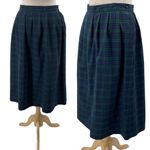 Vintage 70s Pendleton Midi Skirt Virgin Wool Plaid Tartan Green Navy Womens 8 Photo 1