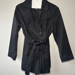 London Fog Women's Black Double-Breasted Belted Collared Trench Size Small Photo 0